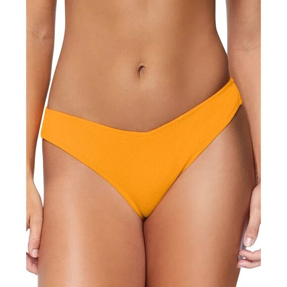 Raisins Oahu V-Shape Solid Bikini Bottoms Womens Size L Yellow Textured Colorful - Picture 1 of 7